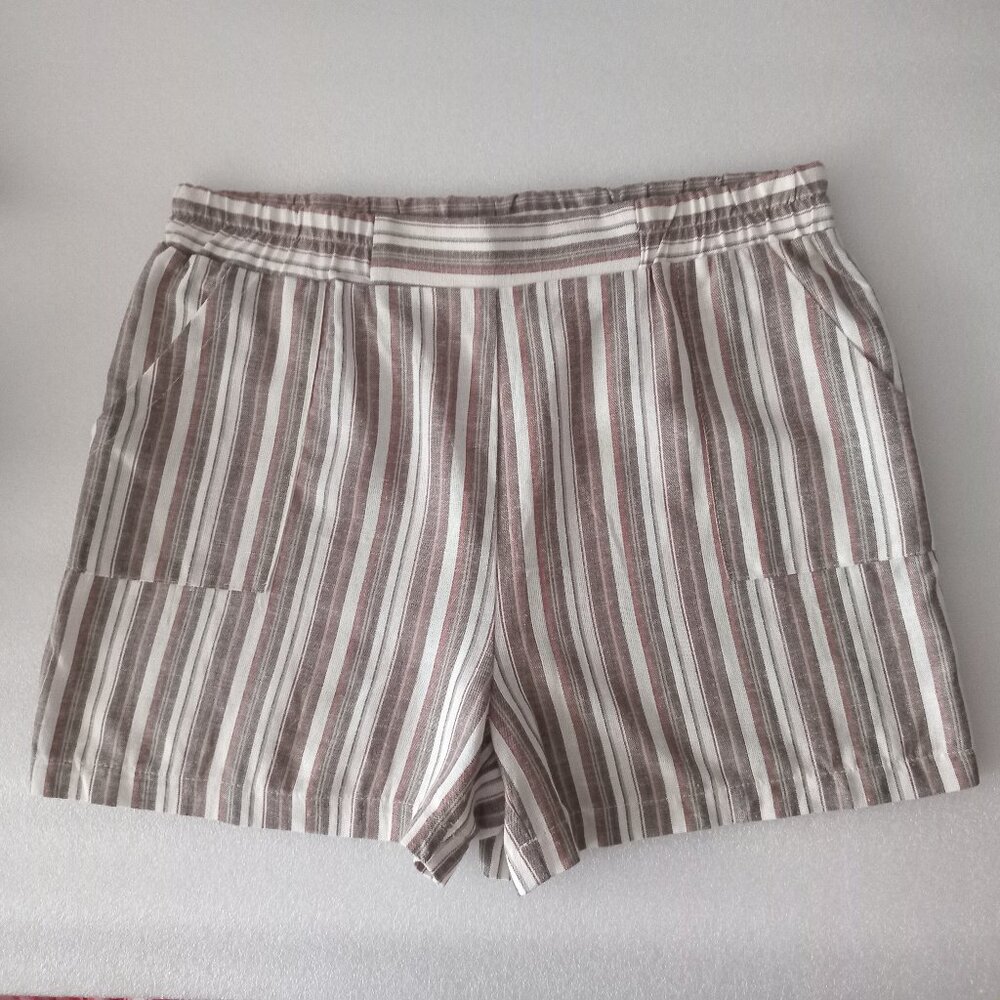 Women's Striped Linen Blend Shorts  Hi Rise Colorful Relaxed fit  Plus Size 2XL
